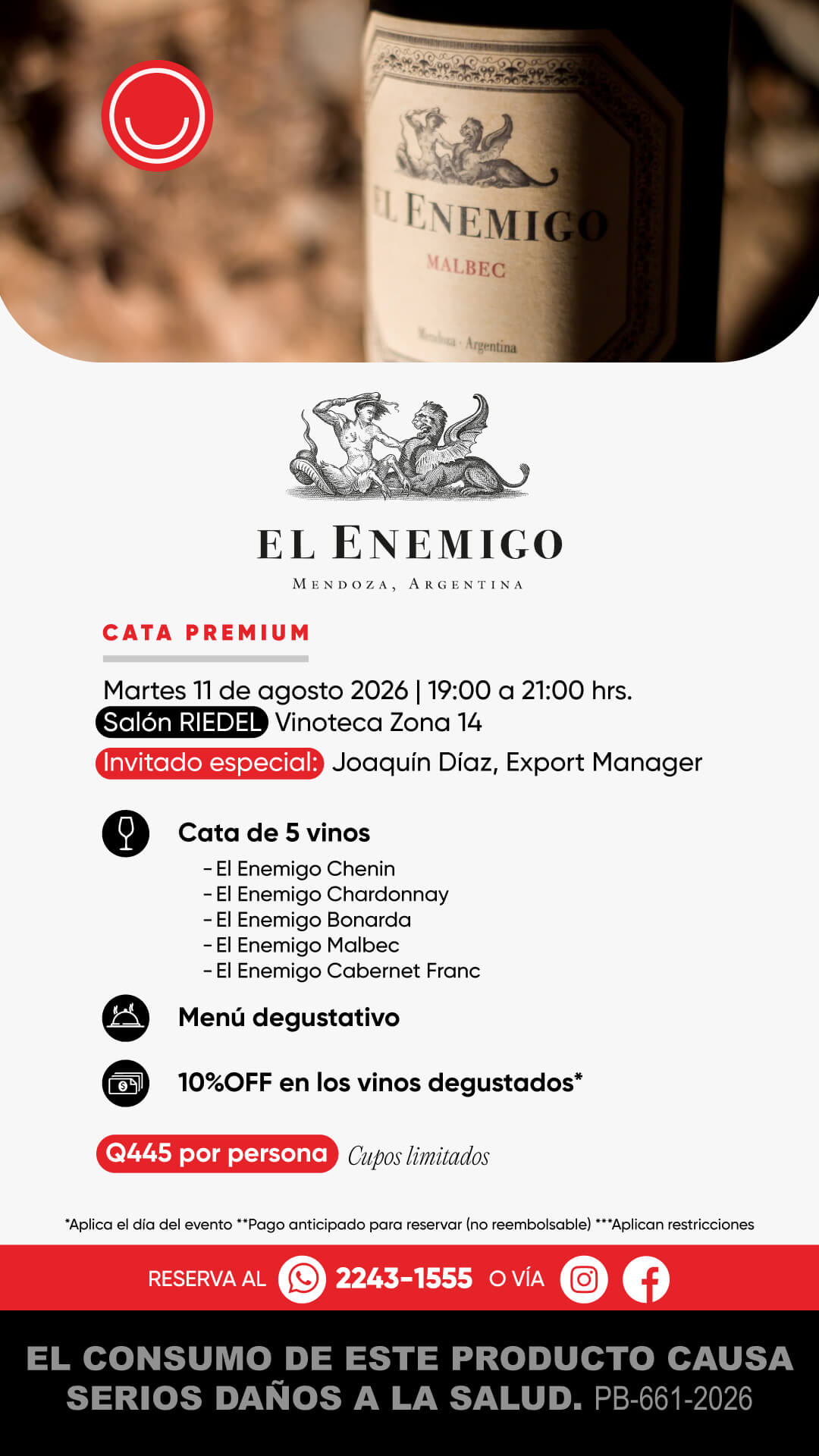 Cata Premium El Enemigo | 11 de agosto 2026