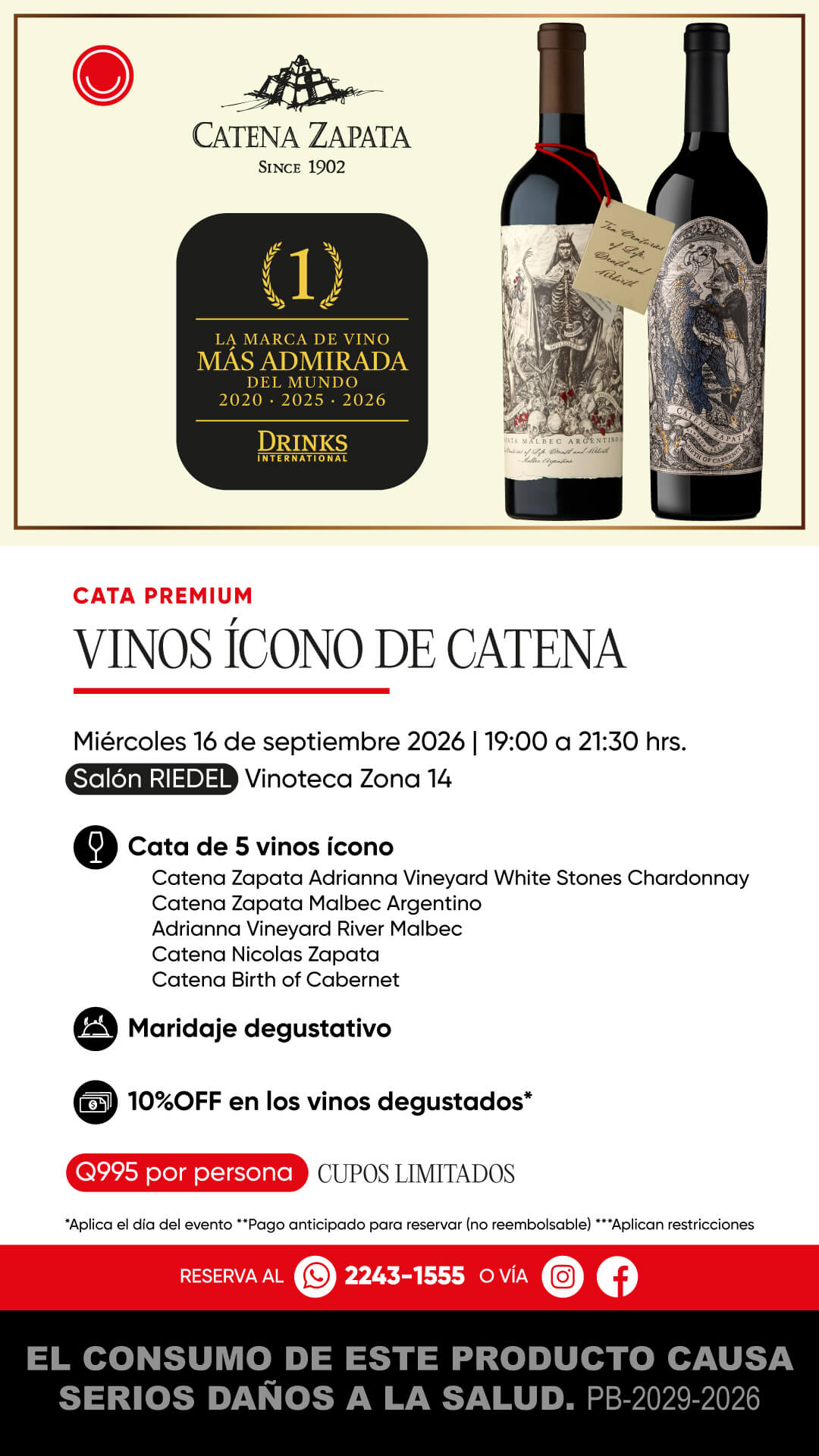 Cata Premium: Vinos Ícono de Catena | 16 de septiembre 2026
