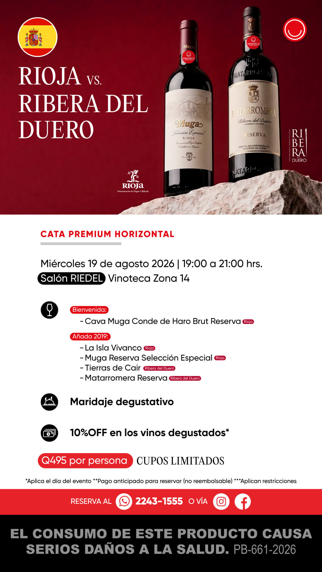 Cata Premium Horizontal: Rioja vs. Ribera del Duero | 19 de agosto 2026