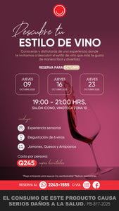 Descubre tu Estilo de Vino – Experiencia Sensorial (Octubre), Vinoteca Guatemala