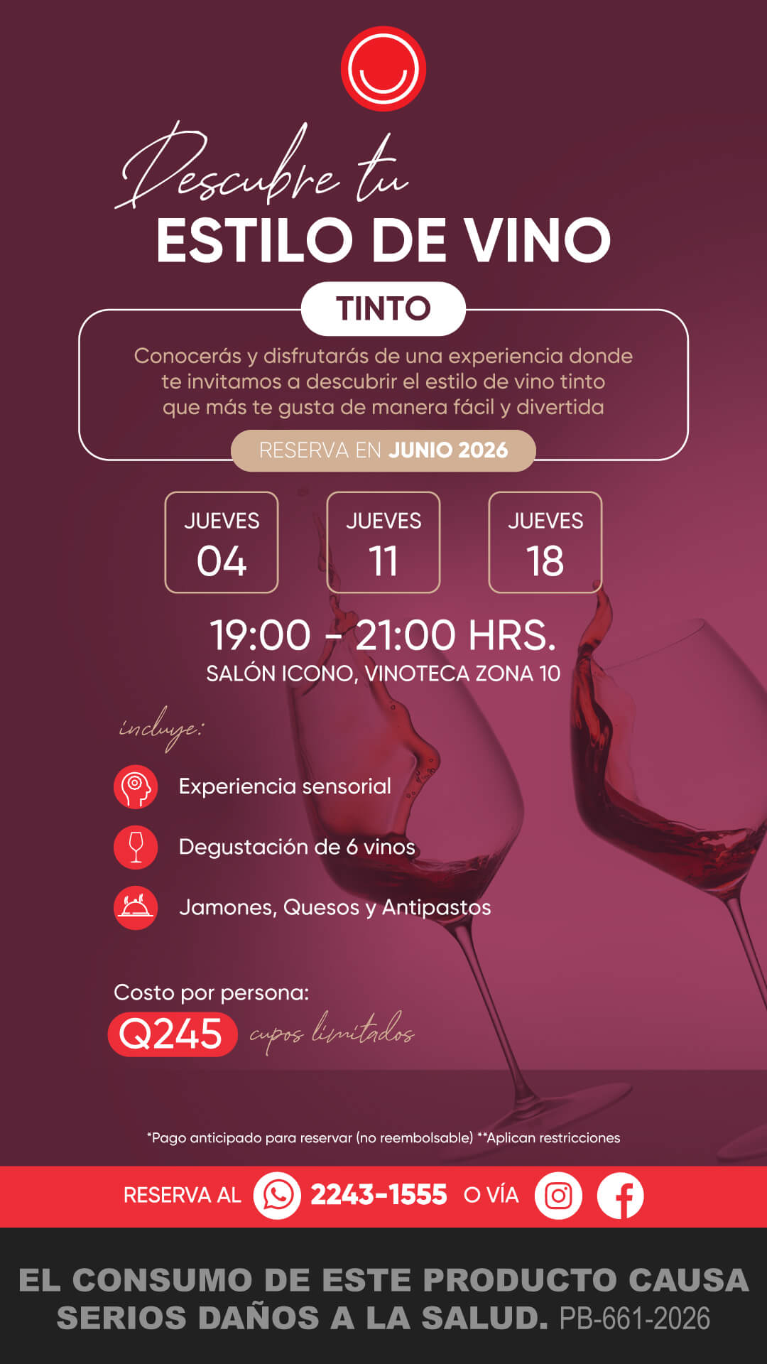 Descubre tu Estilo de Vino — Tinto (Junio 2026) | Vinoteca Zona 10, Vinoteca Guatemala