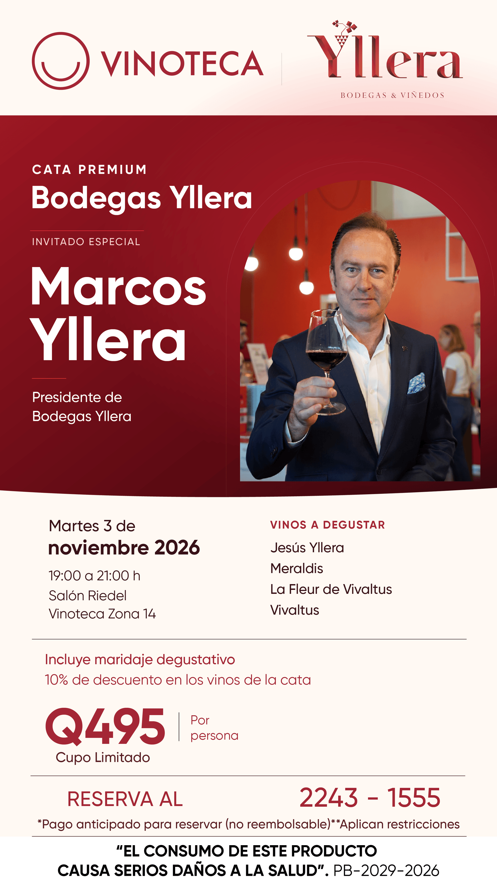 Cata Premium Bodegas Yllera con Marcos Yllera | 3 de noviembre 2026, Vinoteca Guatemala