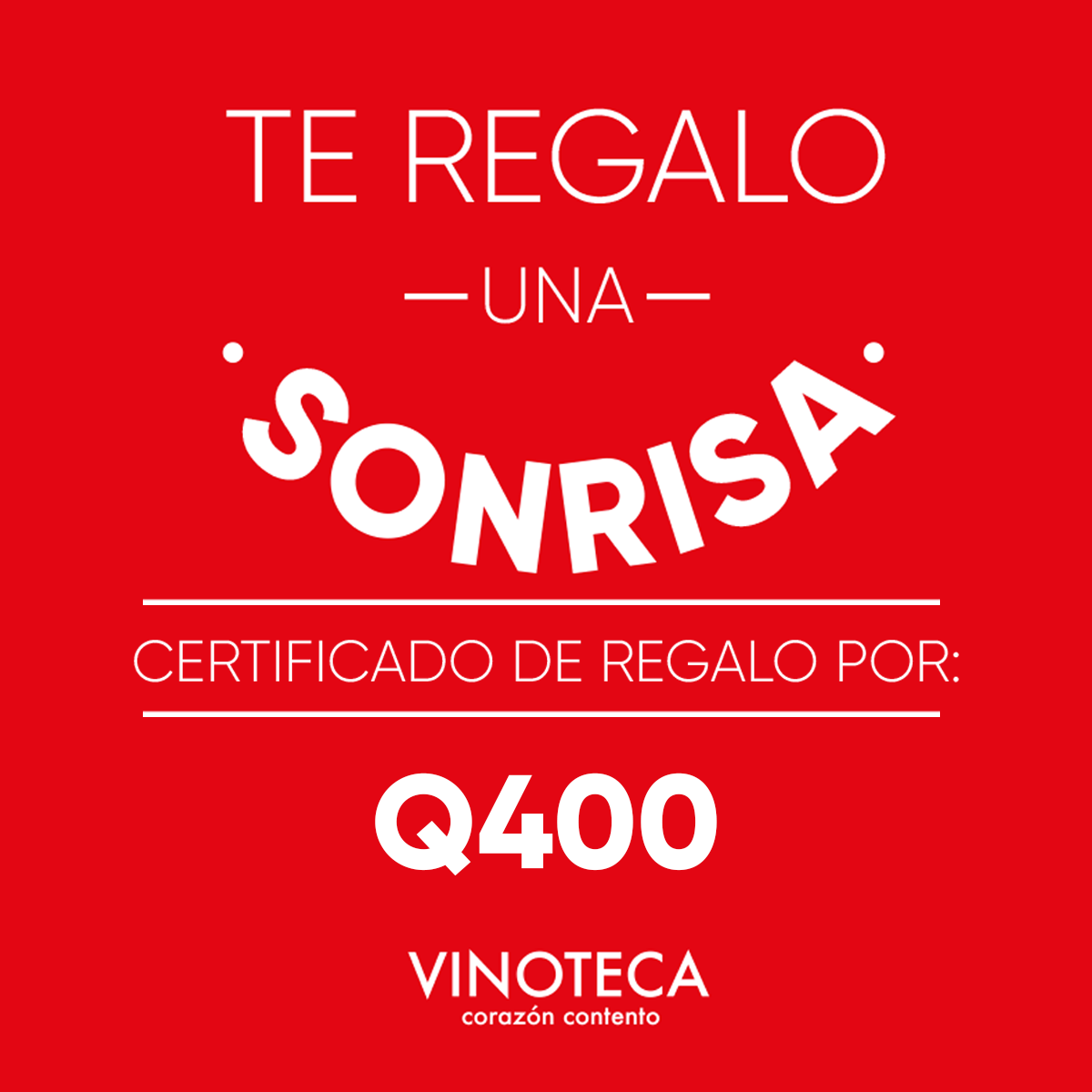 Certificado de Regalo por Q400.00, Vinoteca Guatemala